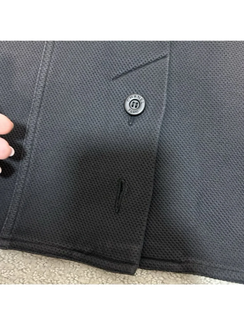 Chanel Vintage Linen Blend Wool Button Front Pencil Skirt Buttons Pocket Small